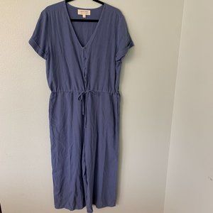 Cloth and Stone Short Sleeve Jumpsuit Romper Women's LARGE Blue Chambray
